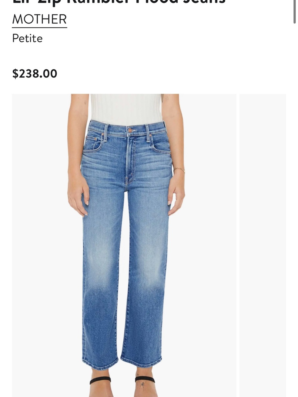 MOTHER Lil’ rambler zip flood jeans Petite High-Rise Straight Jeans in Blue - Picture 2 of 9